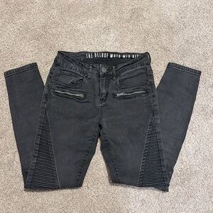 The Deluxe Moto Mid Rise Black Skinny Jeans